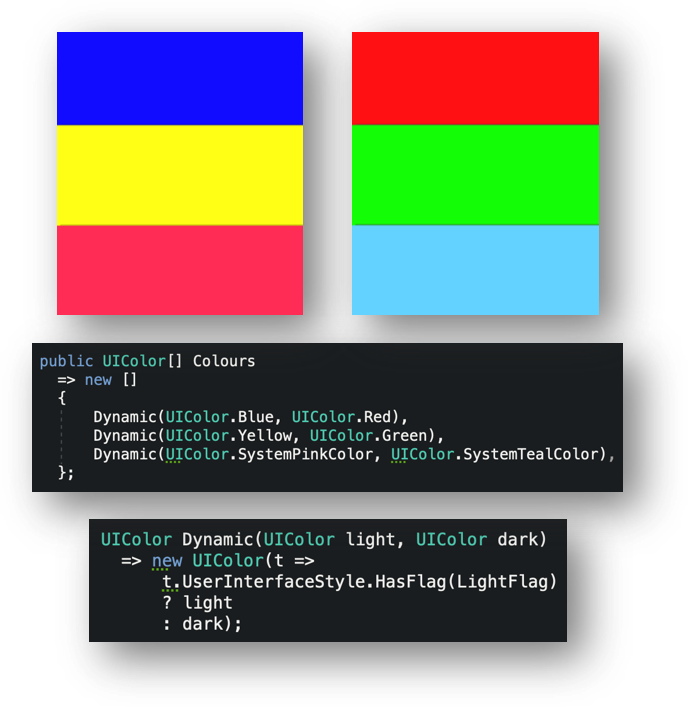 Defining custom dynamic colours programmatically