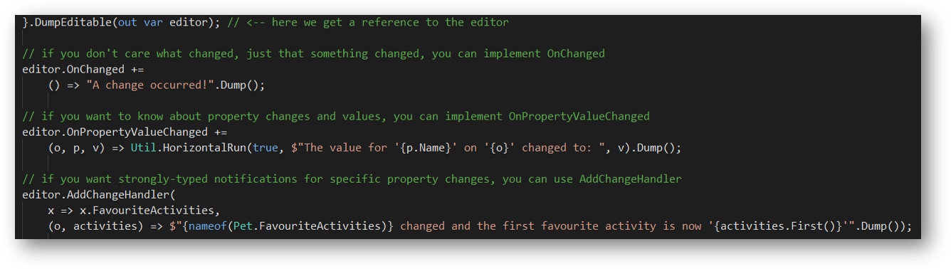 demonstration of change handling methods